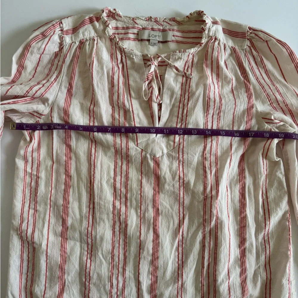 LOFT 100% Cotton Striped Peasant Blouse Small.  🌸 - Picture 7 of 7